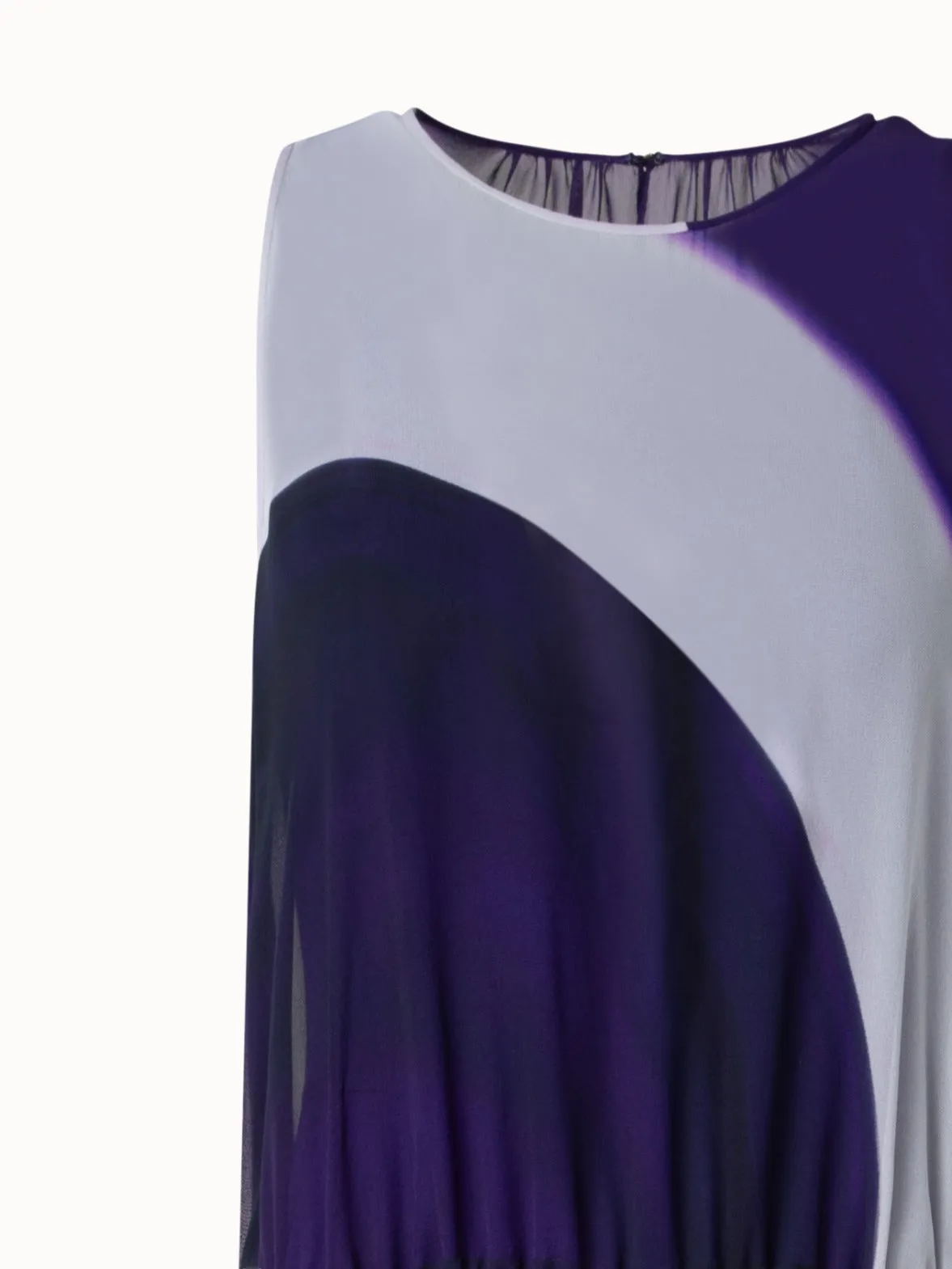 Long A-Line Silk Dress with Purple Loop Print