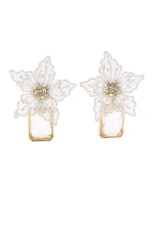 Lucia White Floral Drop Earrings
