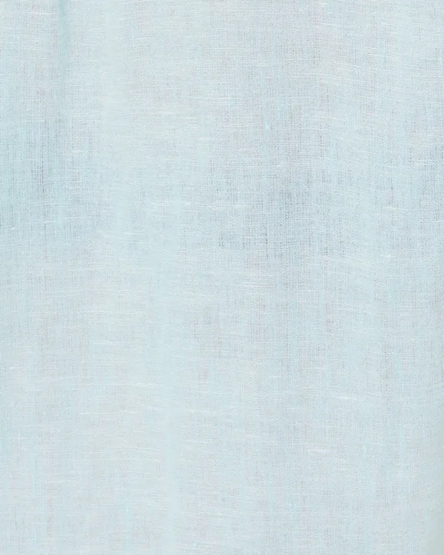 Lynnie Button Down Linen Top - Hydra Blue x Resort White
