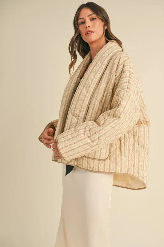 MABLE Floral Printed Quilted Open Jacket