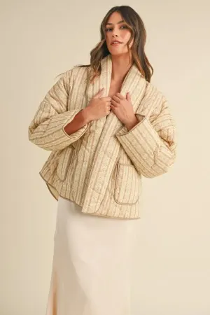 MABLE Floral Printed Quilted Open Jacket