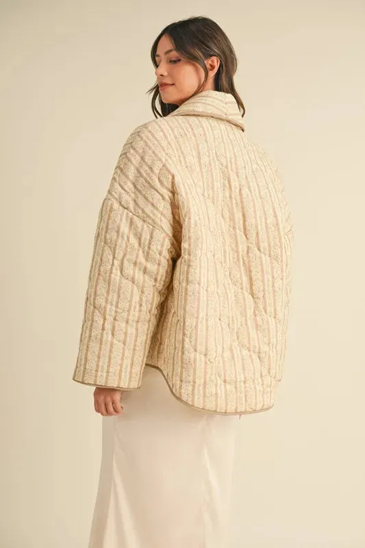 MABLE Floral Printed Quilted Open Jacket