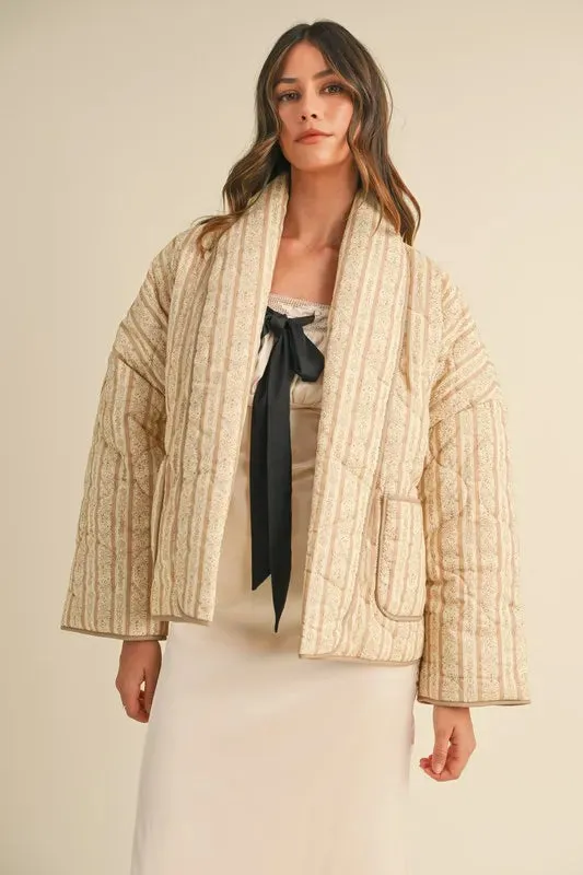MABLE Floral Printed Quilted Open Jacket