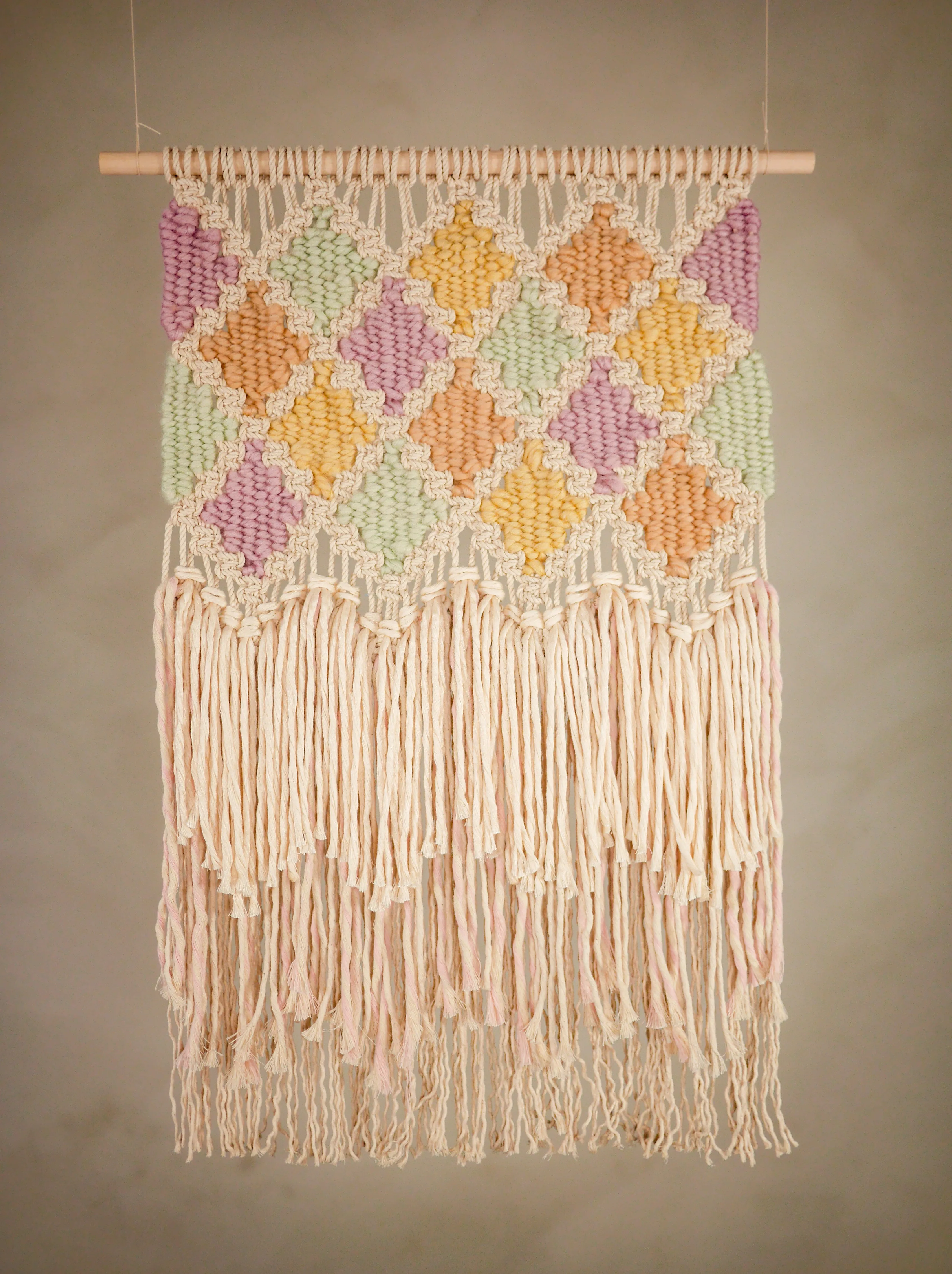 Macraweave wall hanging, "Harlequin"