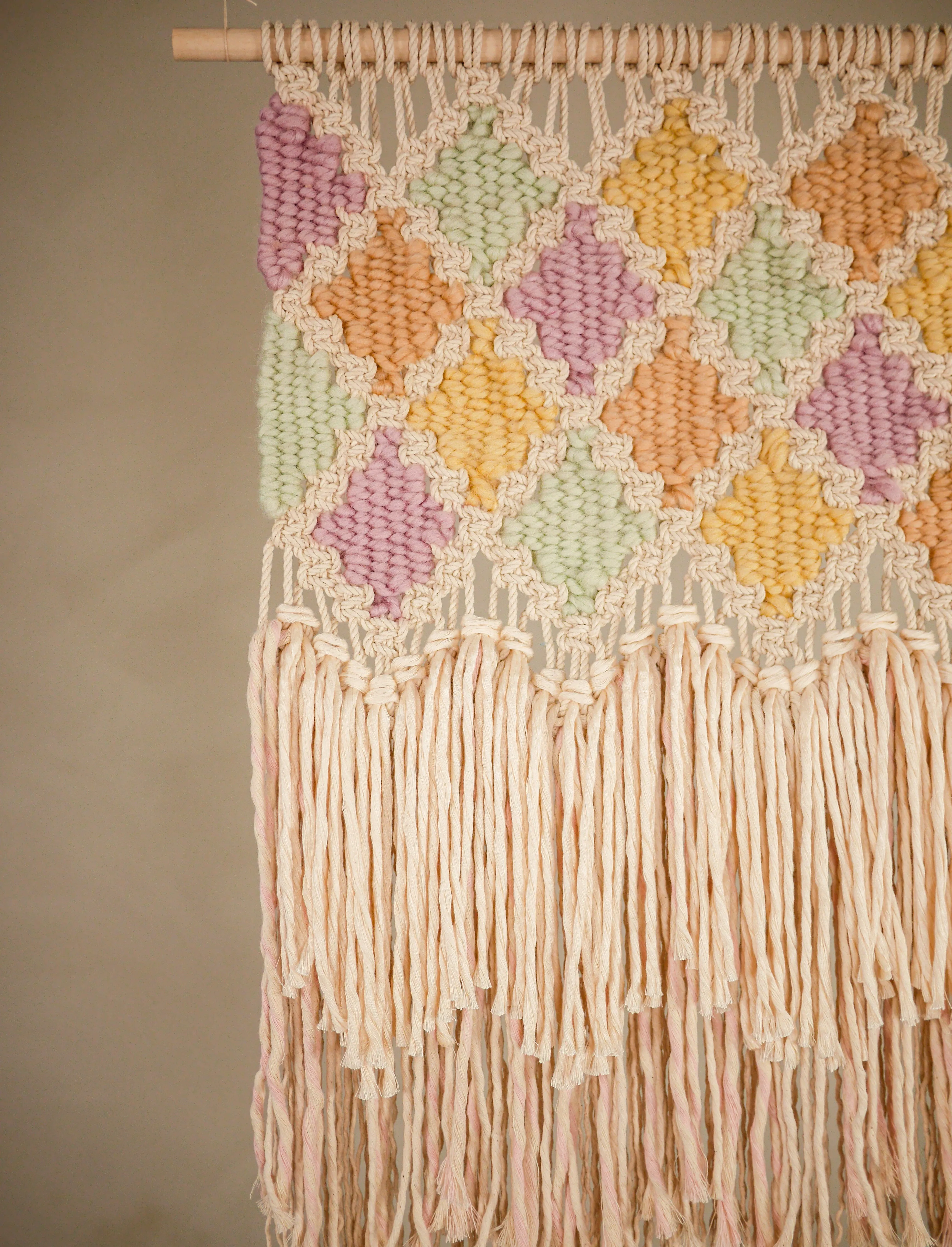 Macraweave wall hanging, "Harlequin"