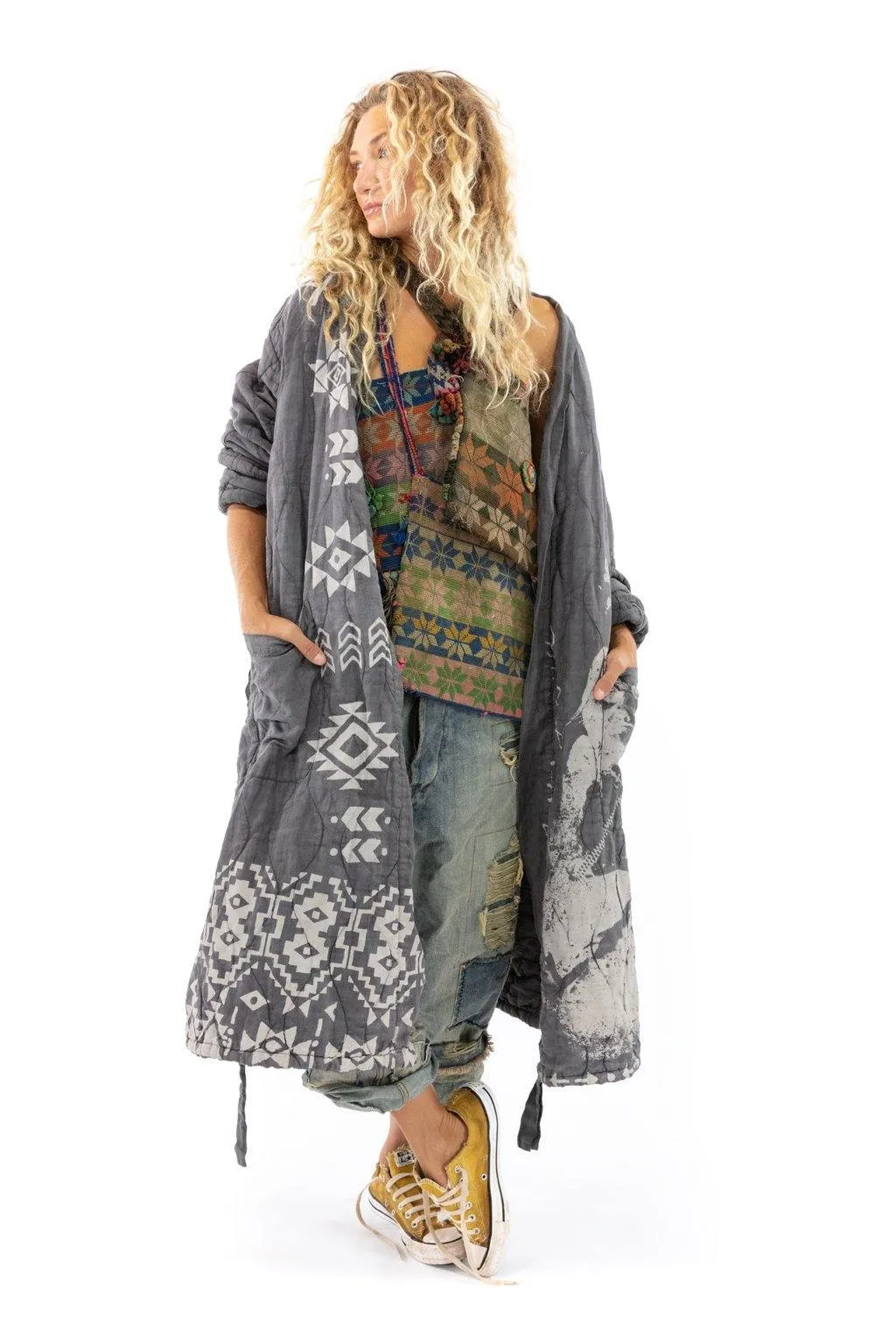 Magnolia Pearl Native Art Quilted Oro Coat Jacket 518