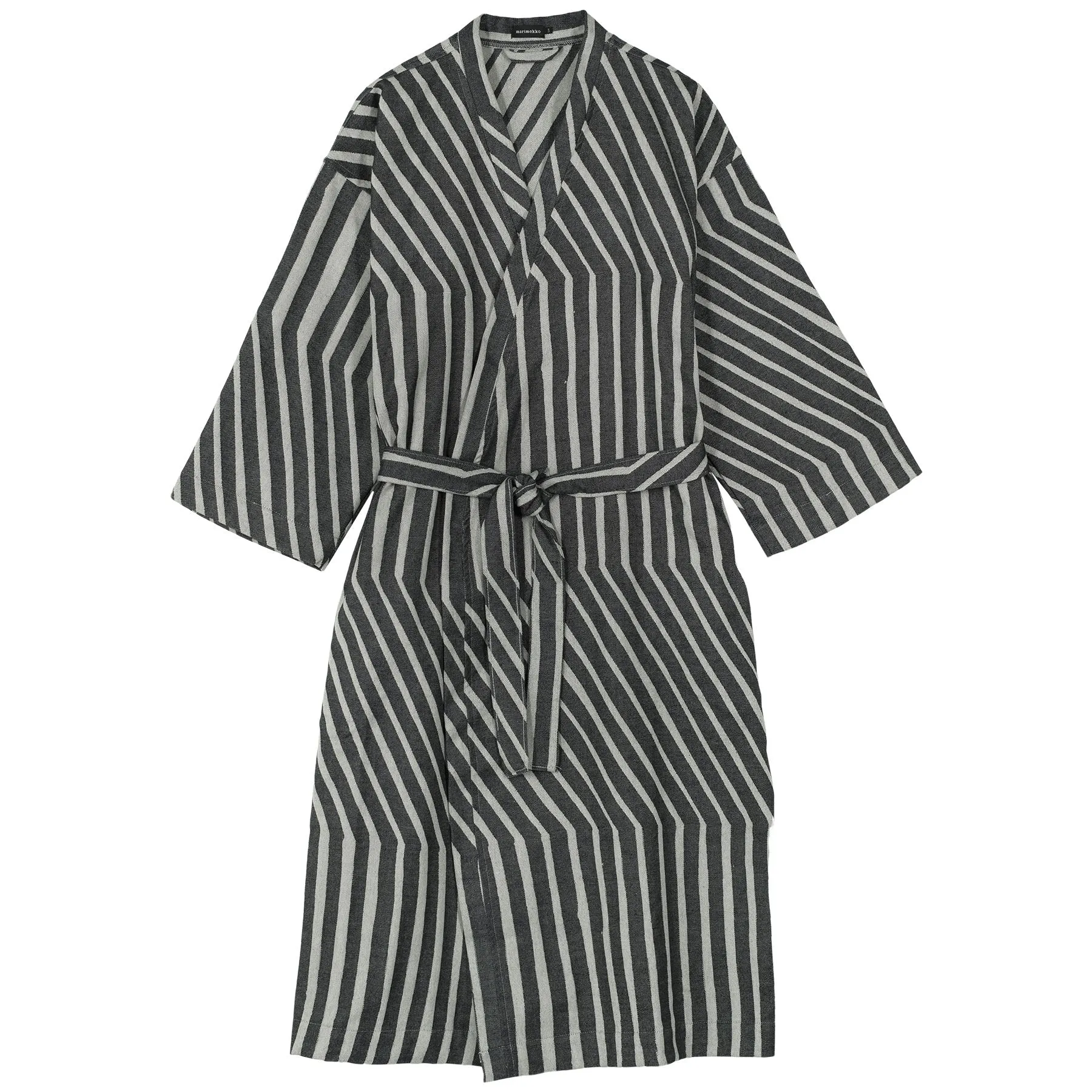 Marimekko Kalasaaski Bath Robe Black & White Stripe