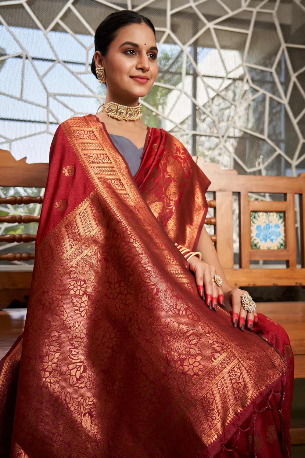 Maroon Silk Saree