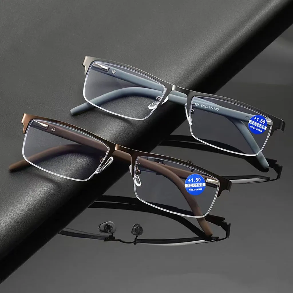MEN'S FASHIONABLE METAL LIGHTWEIGHT ANTI-BLUE LIGHT READING GLASSES