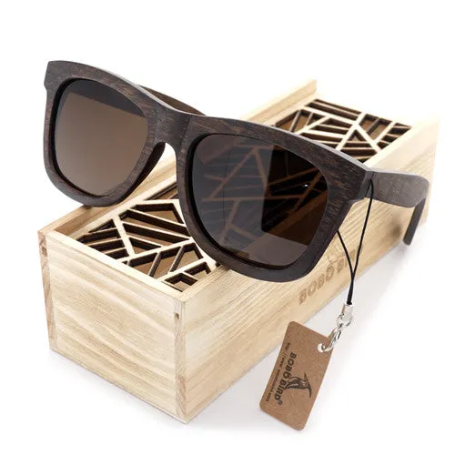 Men's Retro Bamboo Sunglasses in Wooden Gift Box - Blue,Brown,Grey