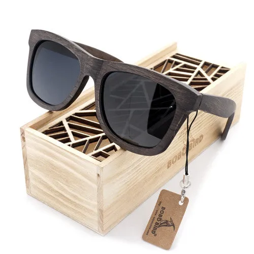 Men's Retro Bamboo Sunglasses in Wooden Gift Box - Blue,Brown,Grey