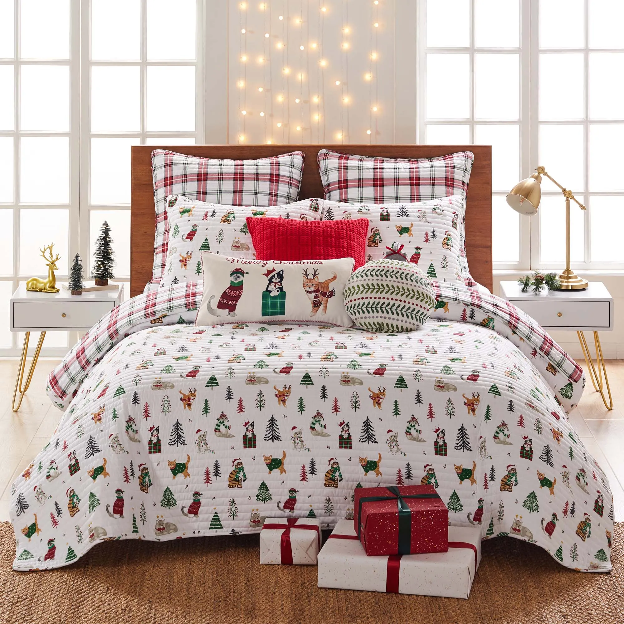Meowy Christmas Euro Sham Set of 2