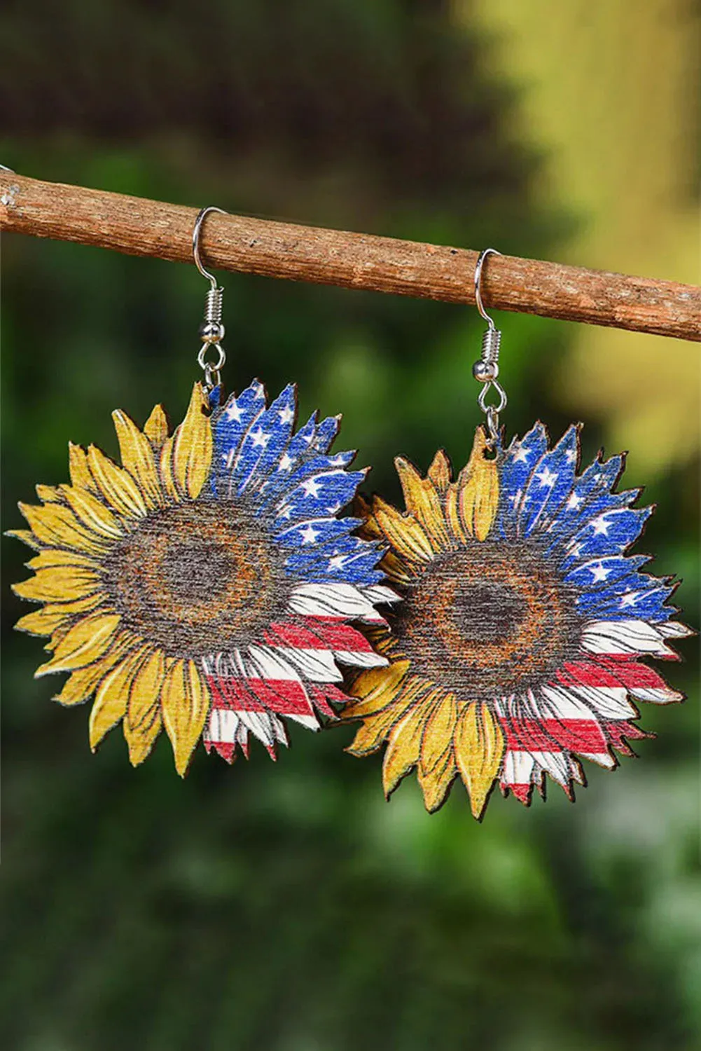 Merica Sunflower Wood Earrings