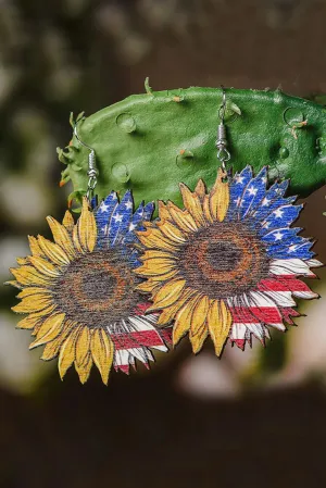 Merica Sunflower Wood Earrings