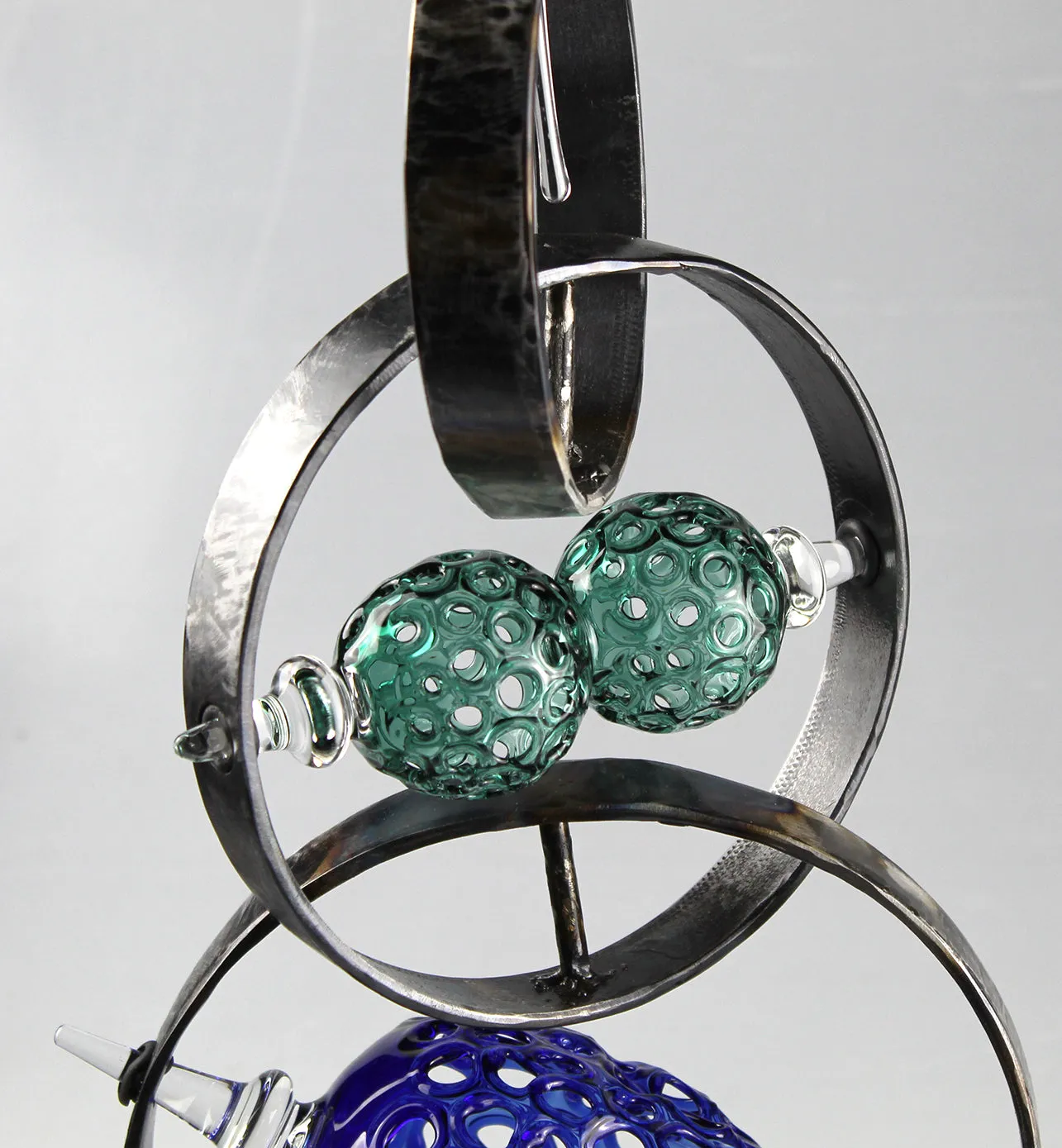 Metal Tower with Glass Orbs