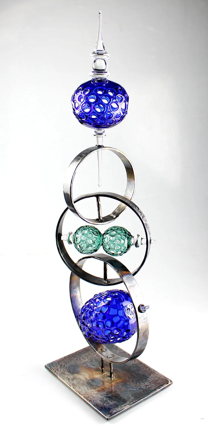 Metal Tower with Glass Orbs