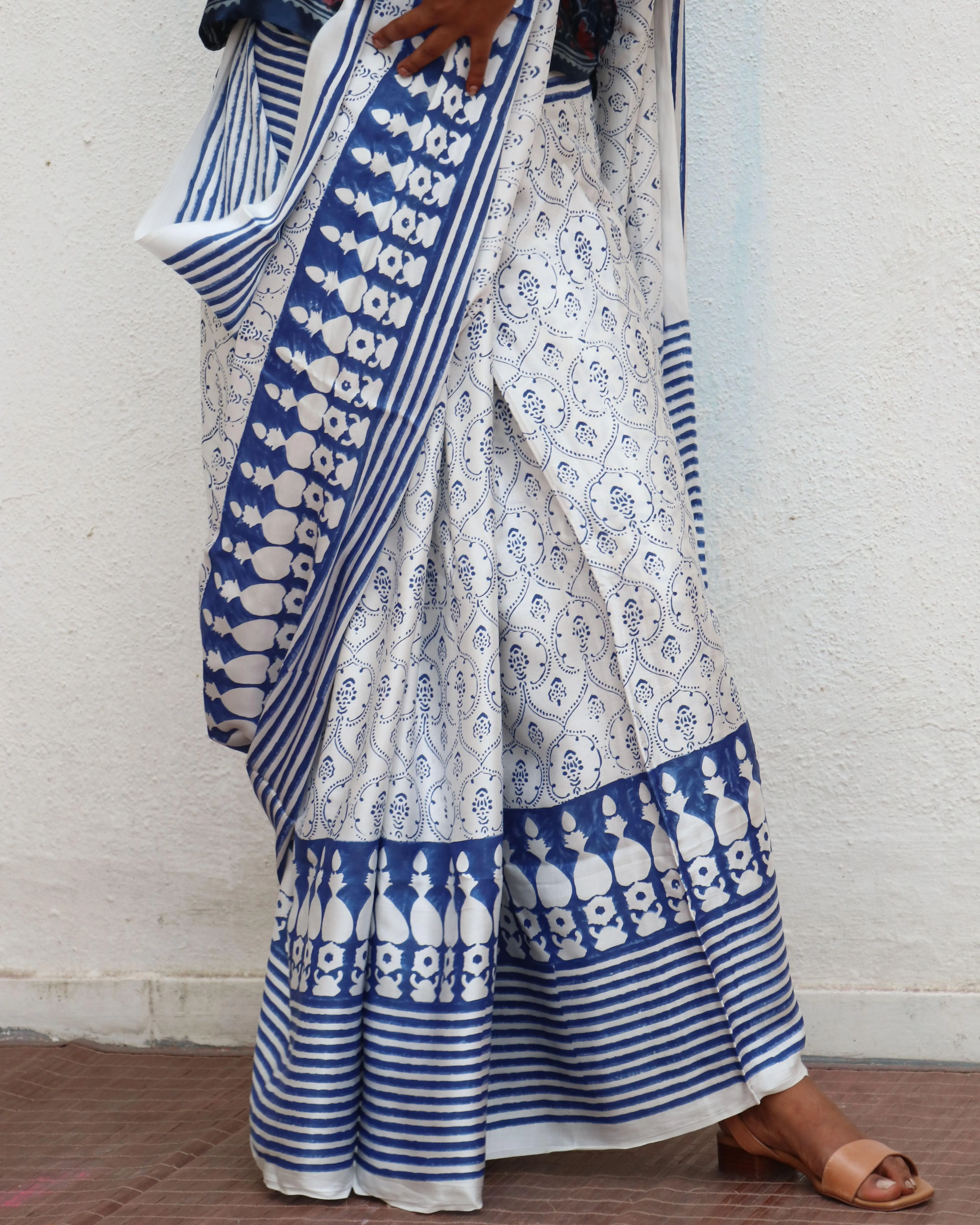 Mia Kara Blockprinted Modal Silk Saree