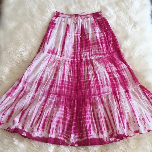 MICHAEL Michael Kors Pink Tie-Dye Cotton MaxiSkirt