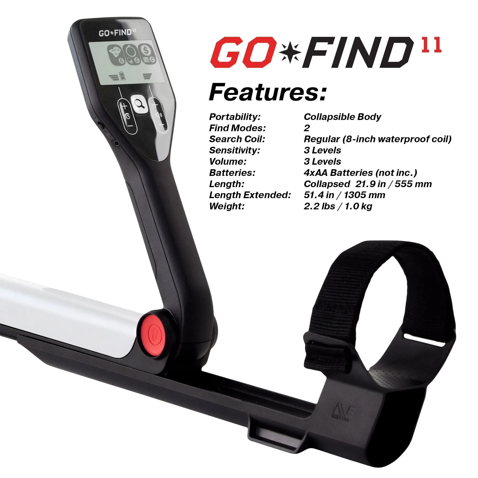 Minelab GO-FIND 11 Metal Detector with  PRO-FIND 35 Pinpointer & Black Carry Bag