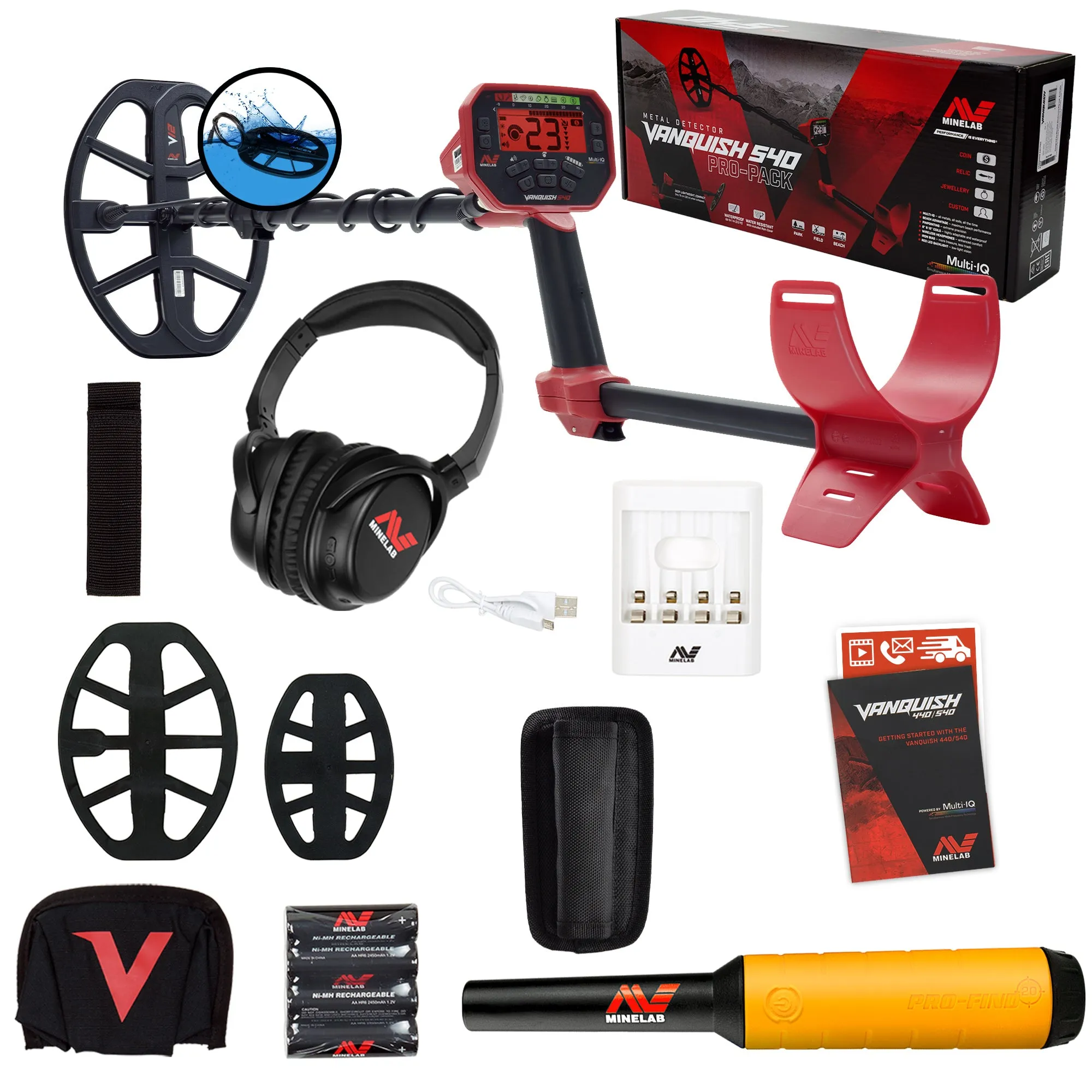Minelab VANQUISH 540 Pro Pack Detector with 2 Coils and Pro-Find 20 Pinpointer