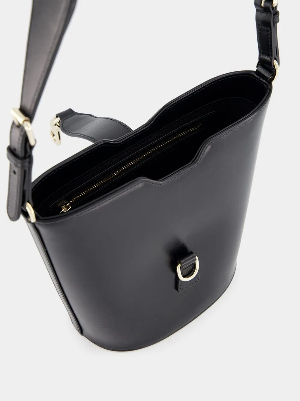 Mini Bucket Black Shoulder Bag
