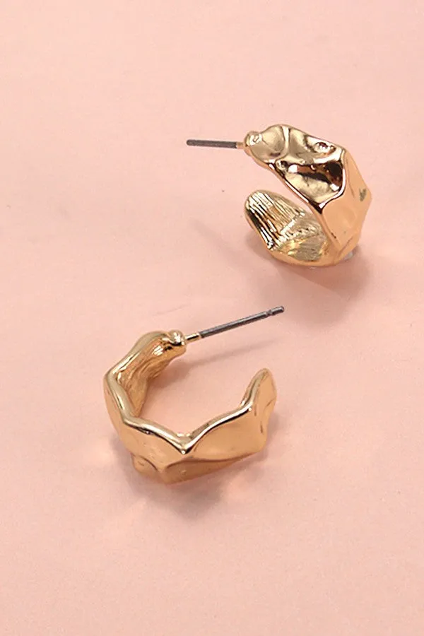 Mini Hammered Hoop Cuff Earrings