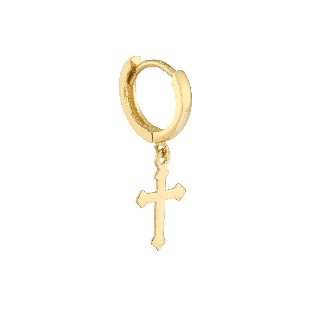 Mini Huggie Hoop Earrings with Cross Drop