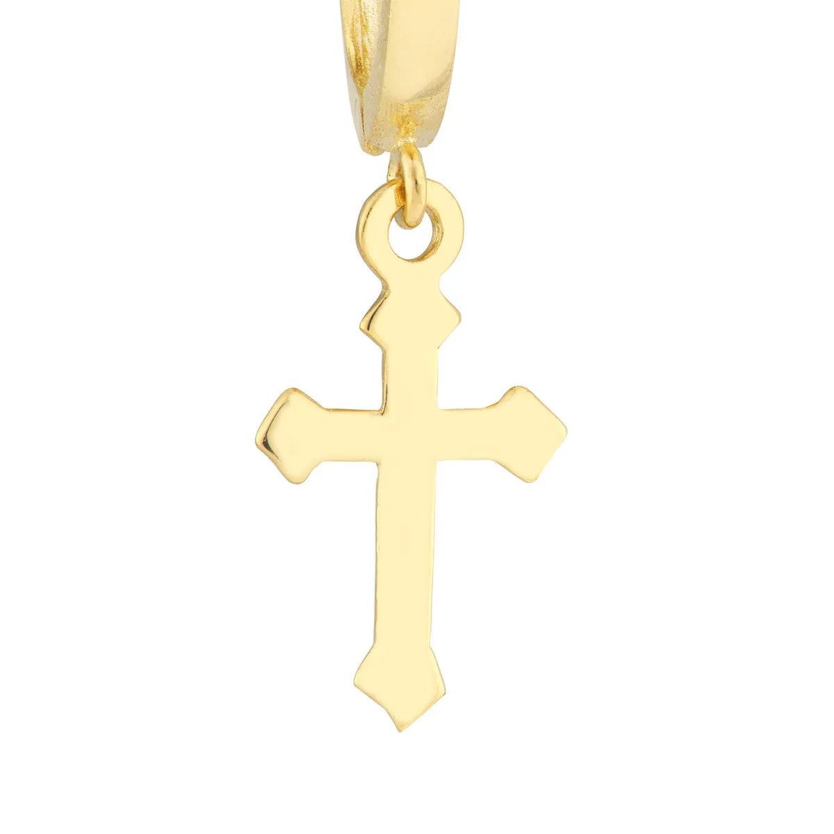 Mini Huggie Hoop Earrings with Cross Drop