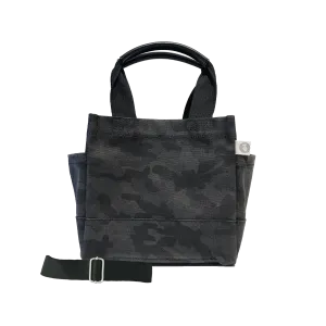 Mini Luxe North South Bag: Black Camouflage with Color Stripes