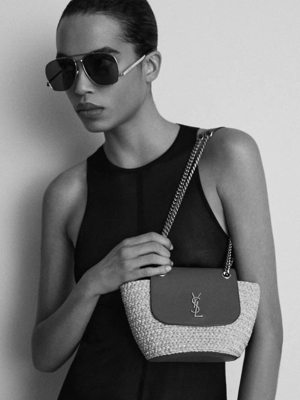 Mini Manon Raffia and Leather Bag