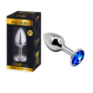Mini Metal Butt Plug Anal Pleasure Blue Medium
