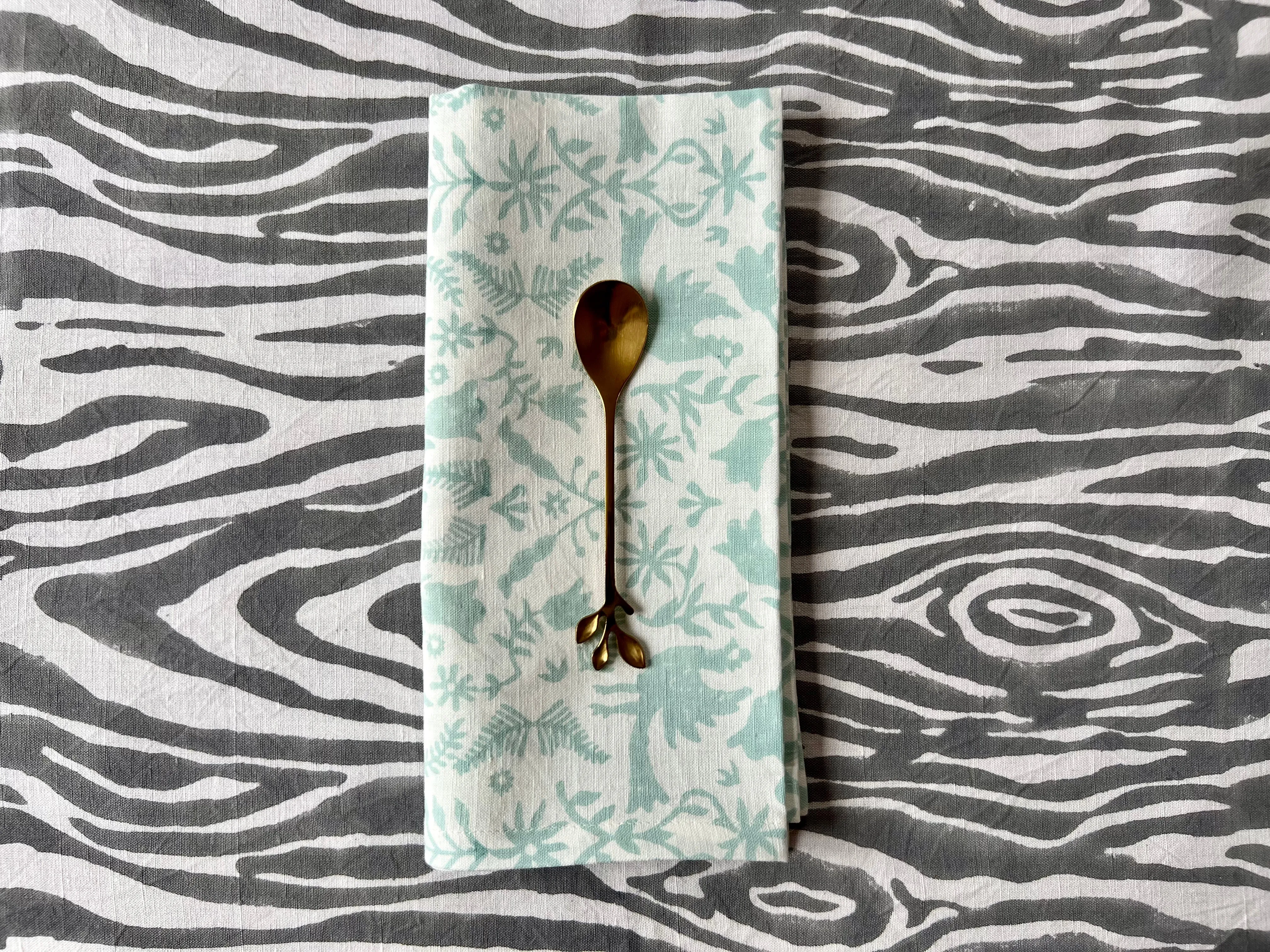 Mint Jaguar Organic Cotton Linen Napkin Set