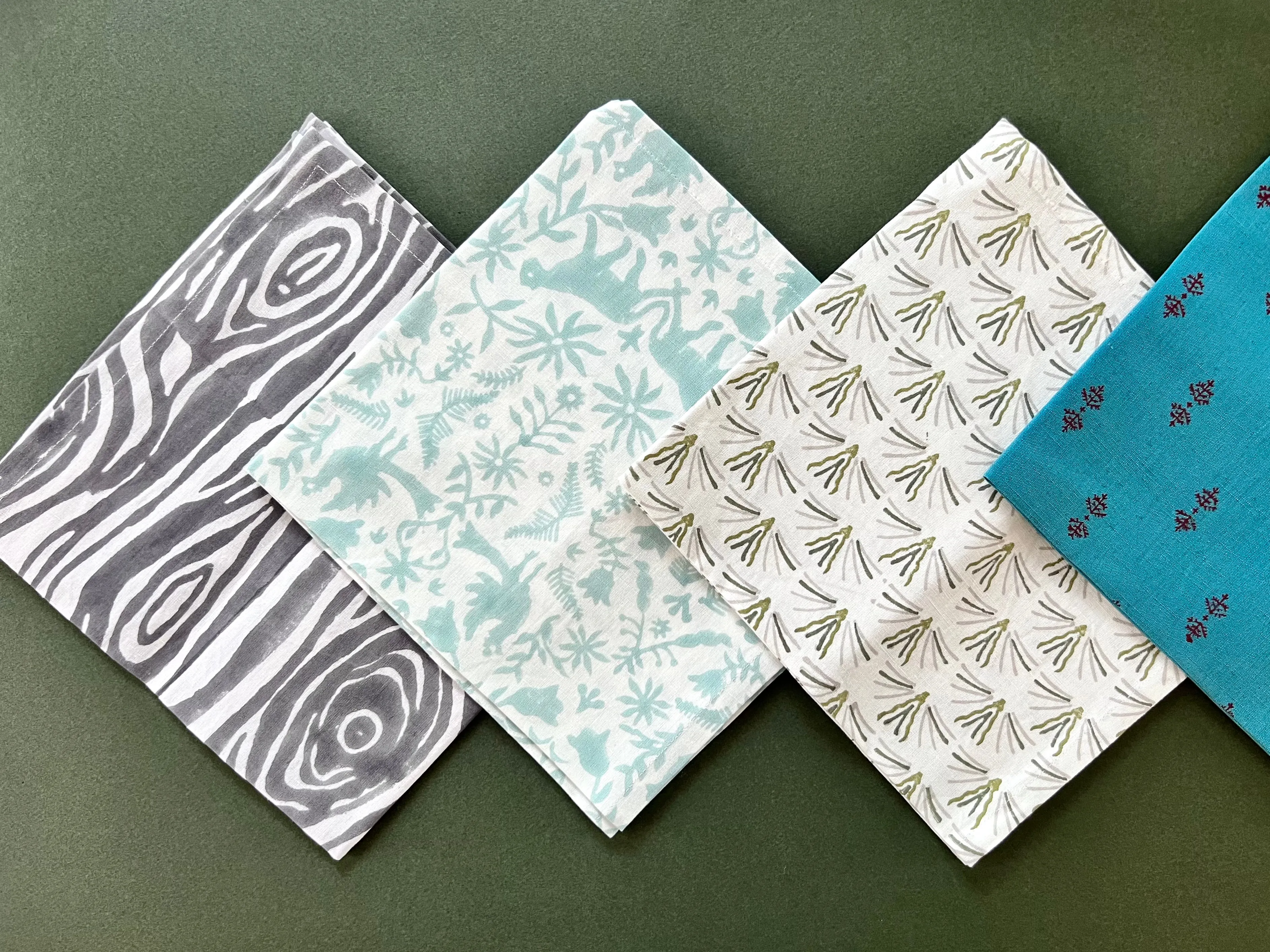 Mint Jaguar Organic Cotton Linen Napkin Set