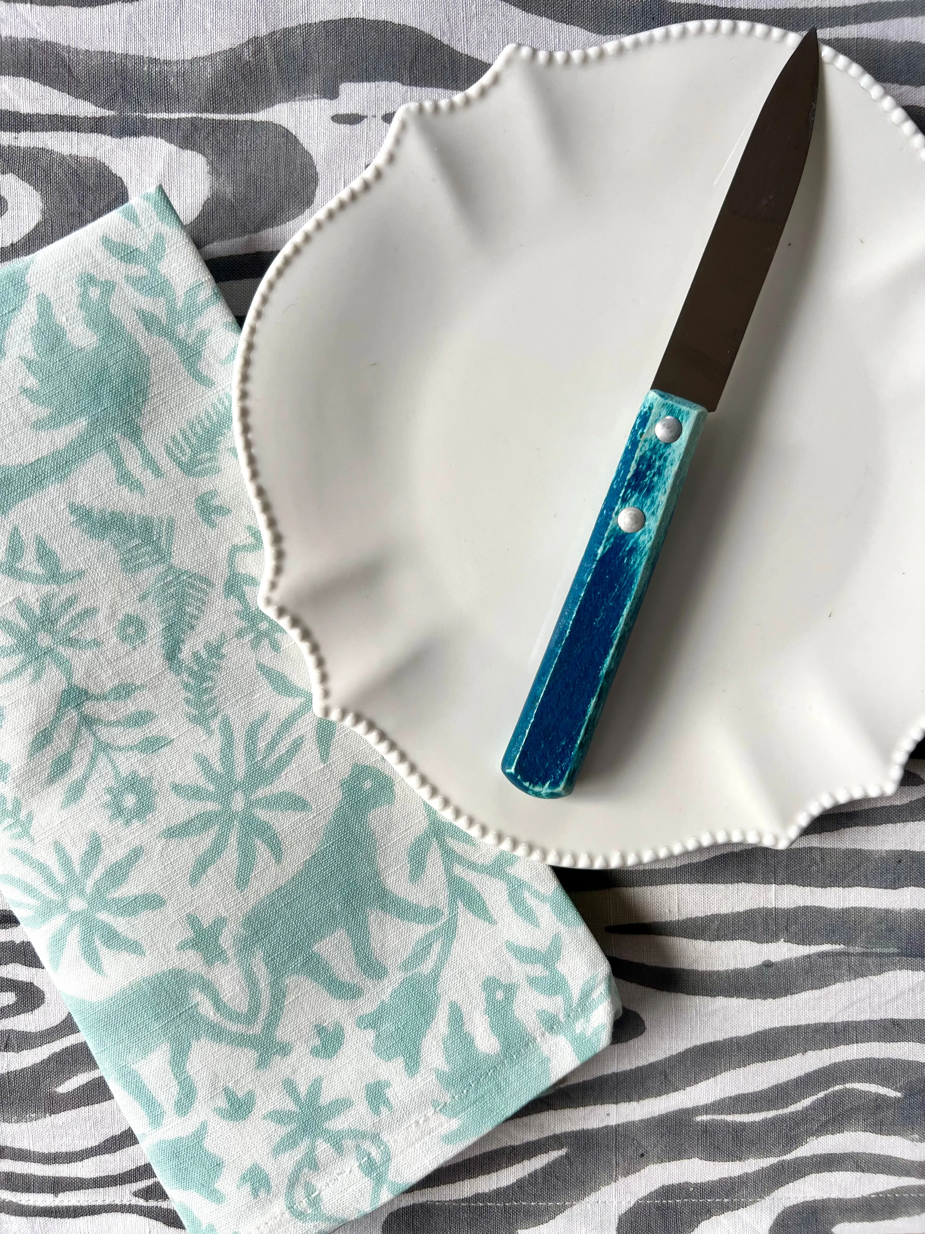 Mint Jaguar Organic Cotton Linen Napkin Set