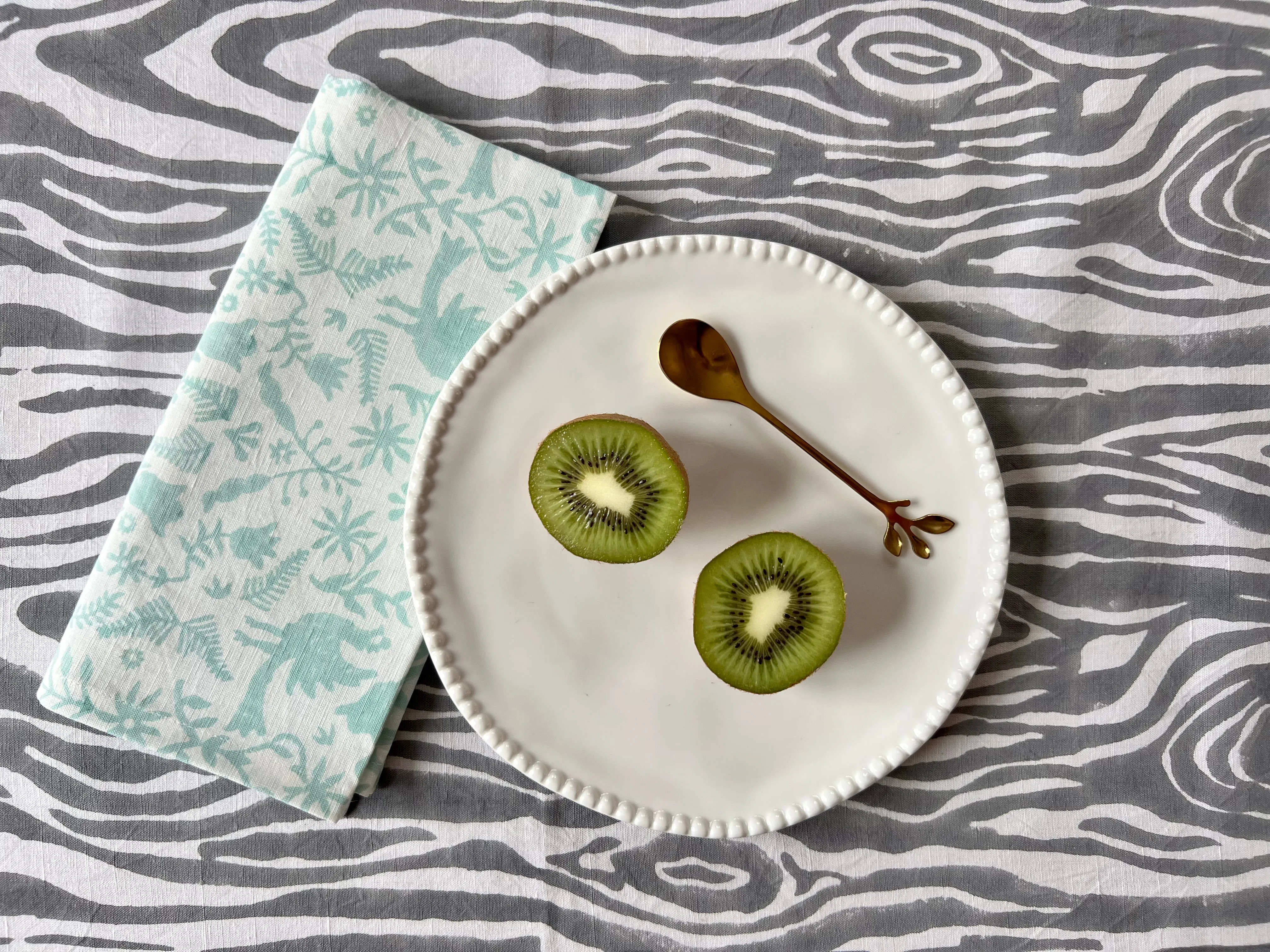 Mint Jaguar Organic Cotton Linen Napkin Set