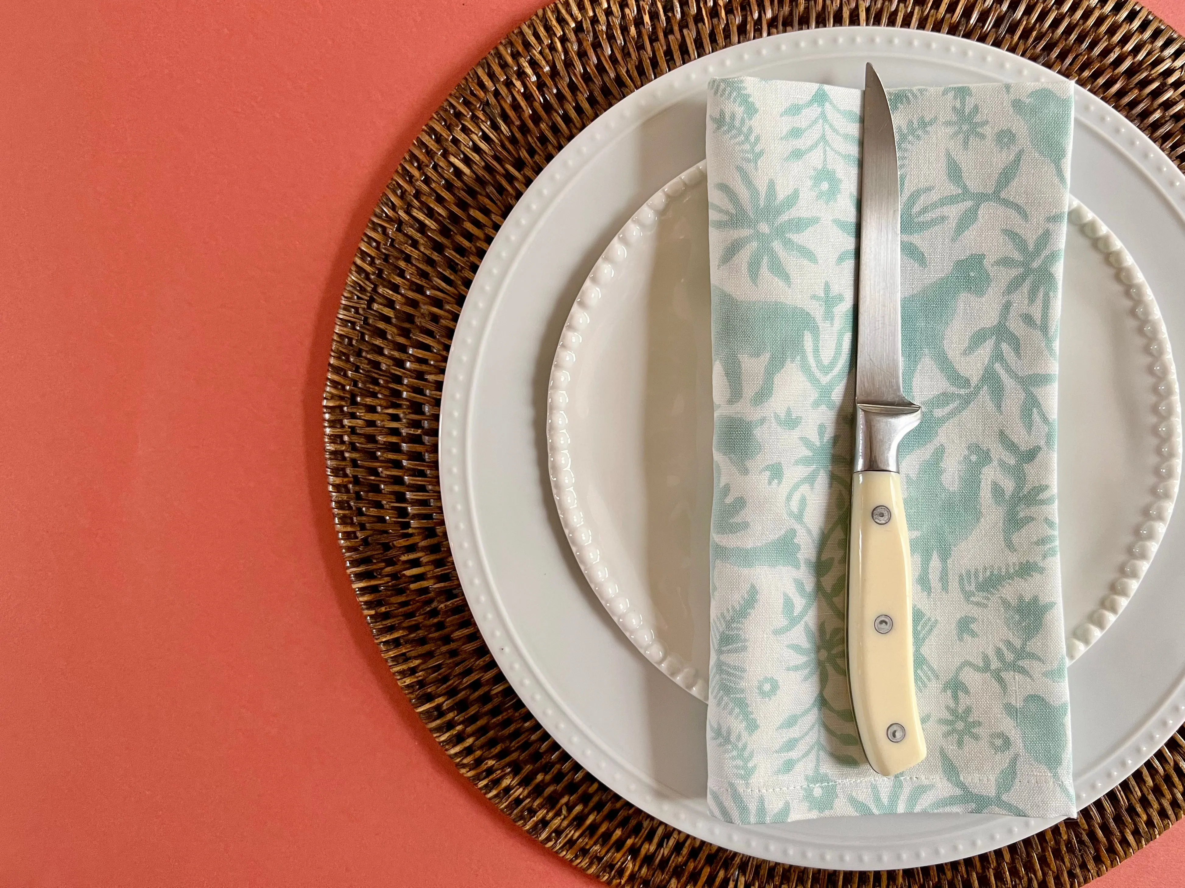 Mint Jaguar Organic Cotton Linen Napkin Set