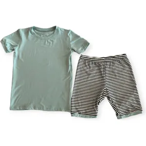 Mint Stripe Bamboo Shorties PJ Set