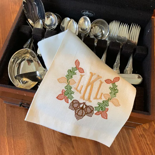 Monogrammed Autumn Wreath Towel