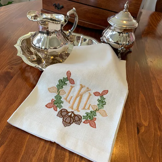 Monogrammed Autumn Wreath Towel