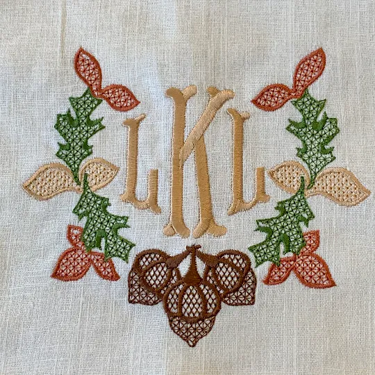 Monogrammed Autumn Wreath Towel