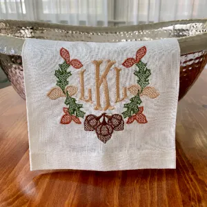 Monogrammed Autumn Wreath Towel
