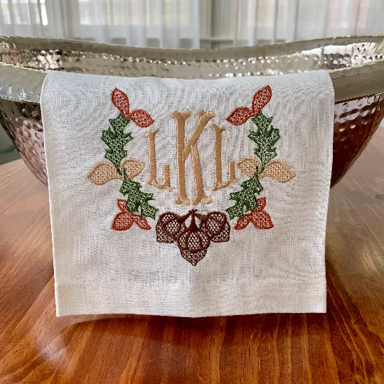 Monogrammed Autumn Wreath Towel