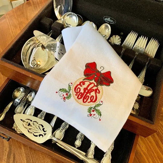 Monogrammed Holiday Ornament Towel