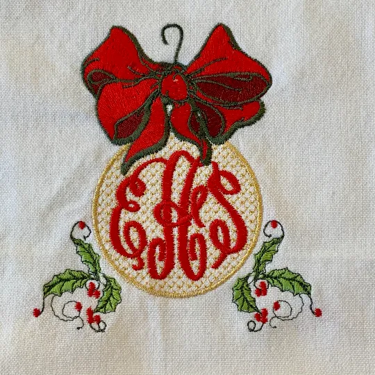 Monogrammed Holiday Ornament Towel