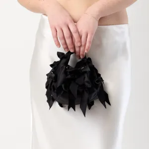 Multi Bow Bag - Black Silk Satin