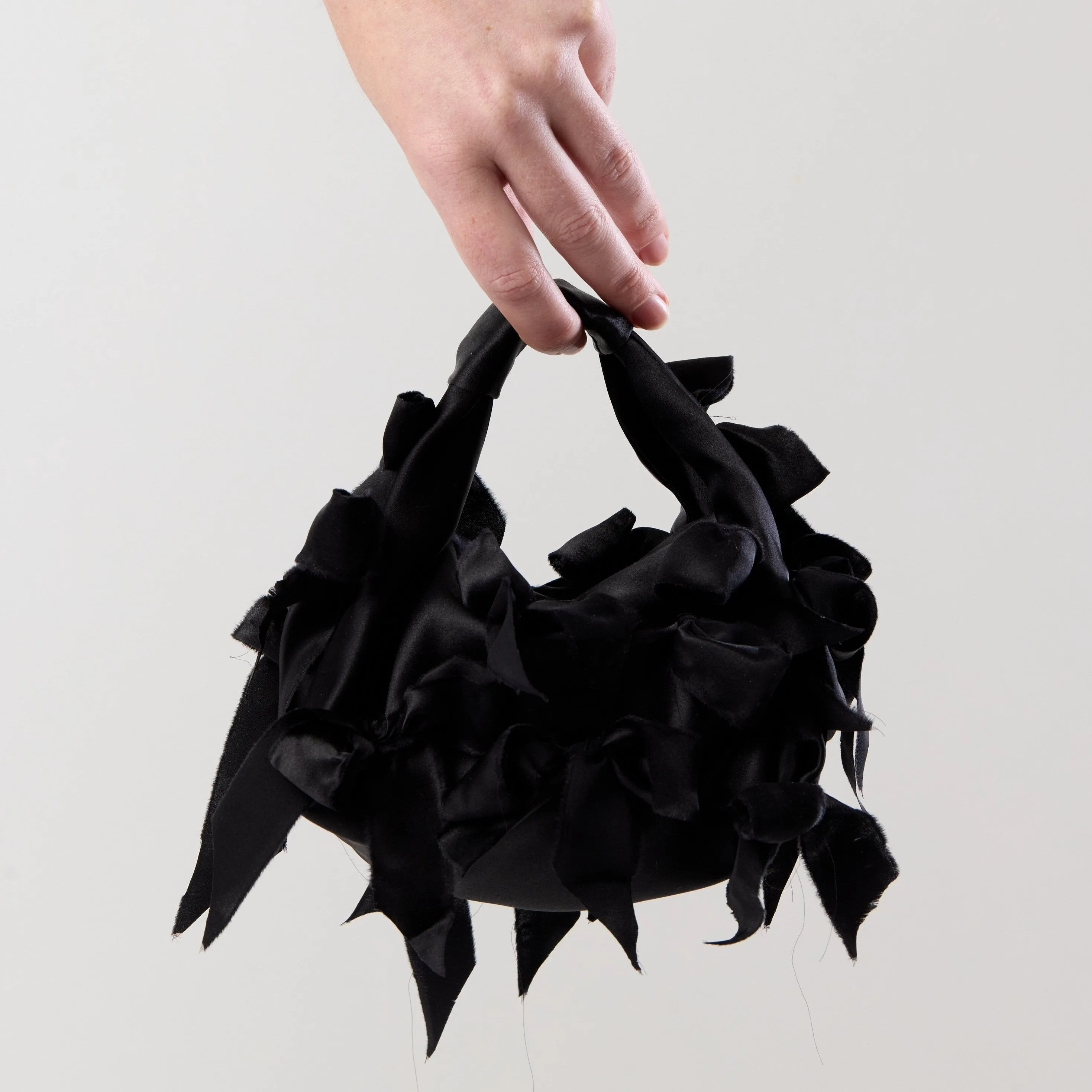 Multi Bow Bag - Black Silk Satin