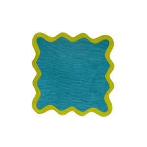 Mustard and Blue Scallop 100% Linen Placemat
