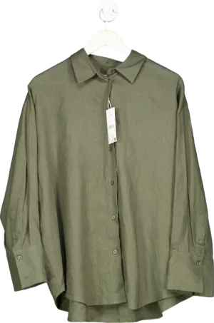 NA-KD Green Oversized Linen Blend Shirt EU 36