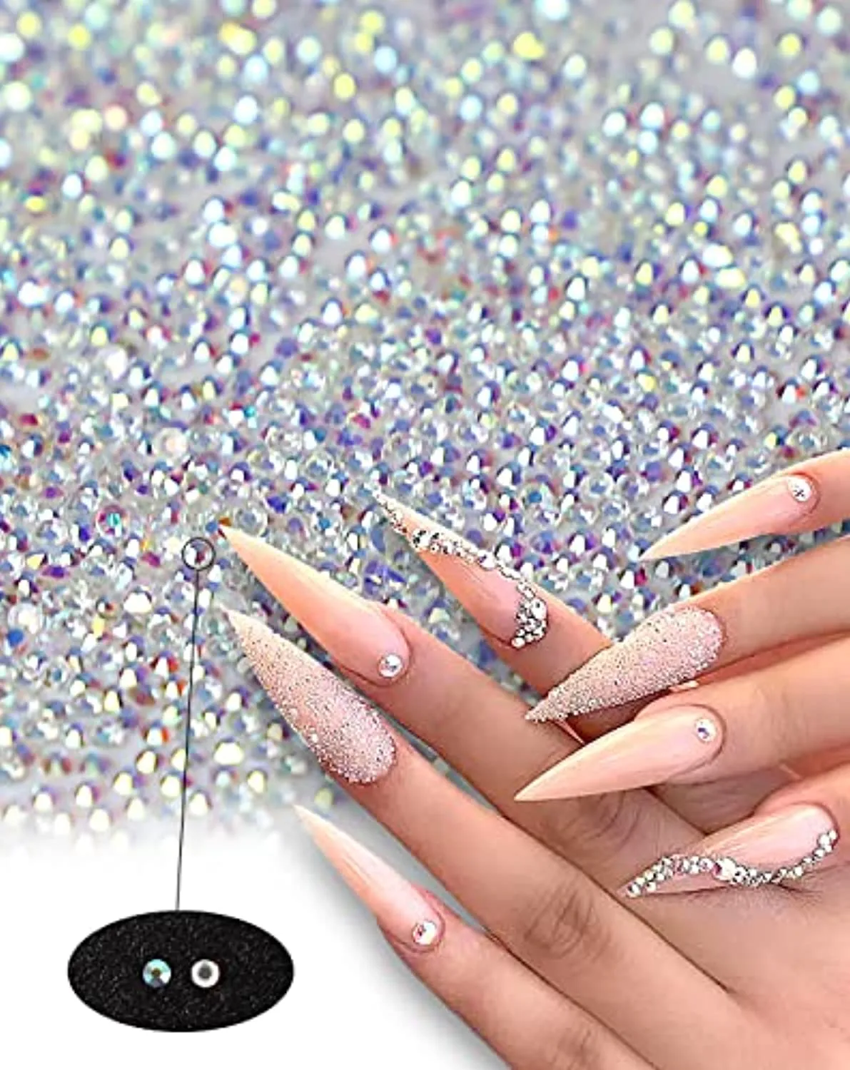 Nail Rhinestones Mini Pixie 1.2mm Diamond 1200Pcs Crystal AB Gems Jewels Flatback 1800Pcs 12 Shapes Rhinestones 120Pcs, Tufusiur Nail Art Supplies Decorations Accessories for Face Tooth Makeup Crafts