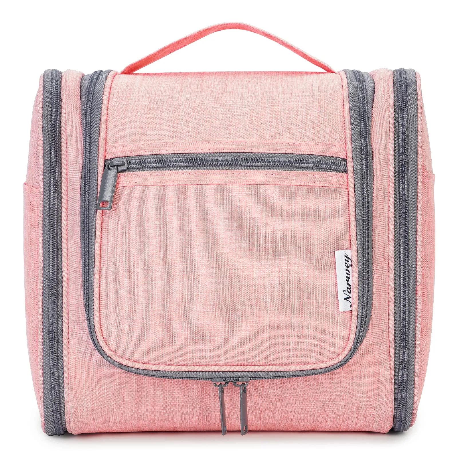 Narwey Hanging Toiletry Bag for Women Travel Makeup Bag Organizer Toiletries Bag for Cosmetics Essentials Accessories(Large, Pink)